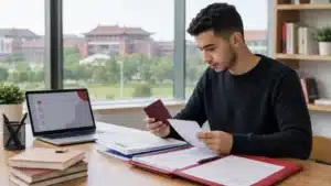 Moroccan student preparing a Chinese Government Scholarship application
