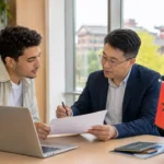 Moroccan student discussing legal work-study authorization in China