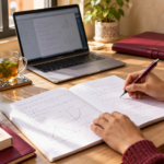Illustrative scene of a student revising mathematics and planning CSCA exam preparation