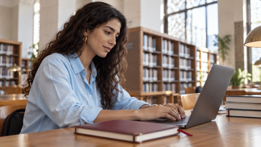 A student writing an email to university admissions