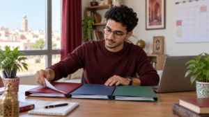 طالب مغربي ينظم ملفات التقديم للجامعات
